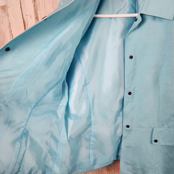 Tahari Linen Rayon Blazer Jacket Blue Size 6P - Picture 4 of 11